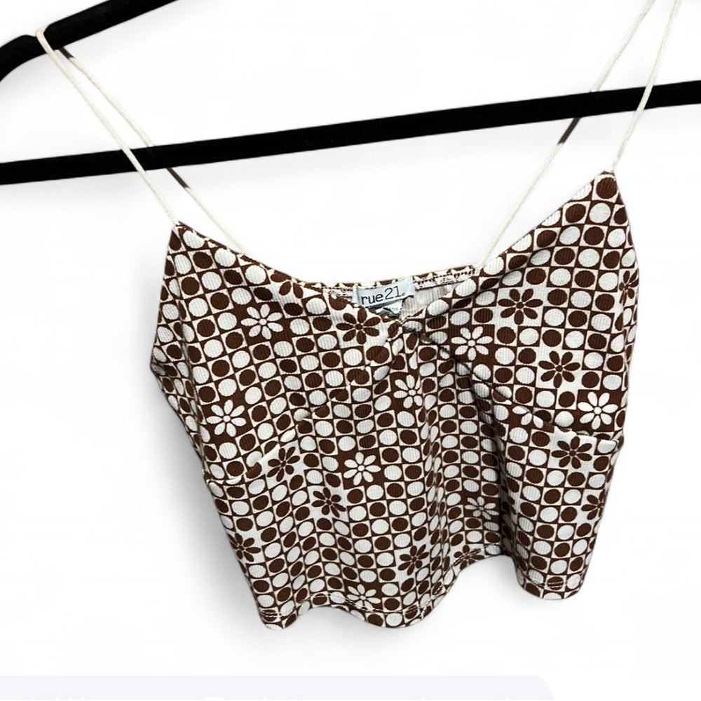 Rue21 Brown and White Patterned Top